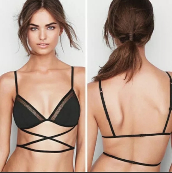 Leg Avenue Wrap Around Lace Bralette with Adjustable Straps and Matching G-String Panties main image 0